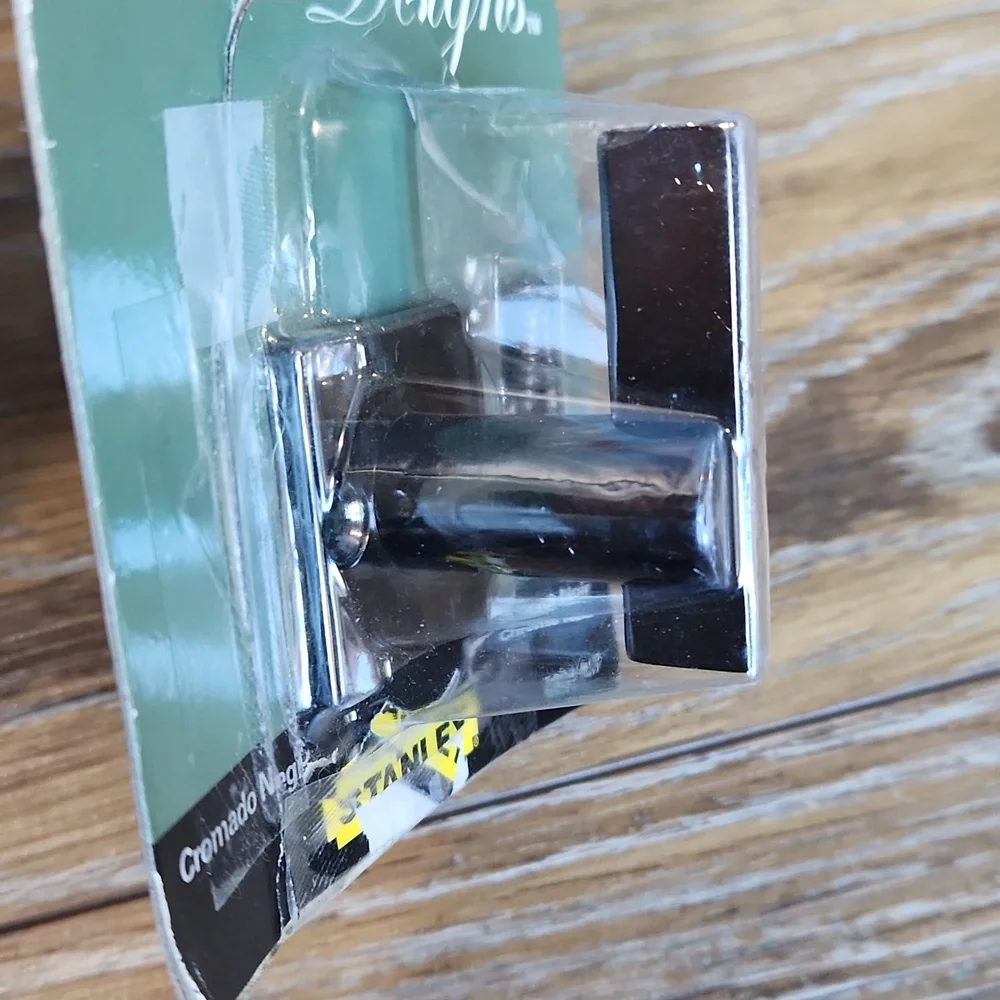 NWT Stanley Home Designs Black Chrome Plated Wall Hook & 2 Screws
